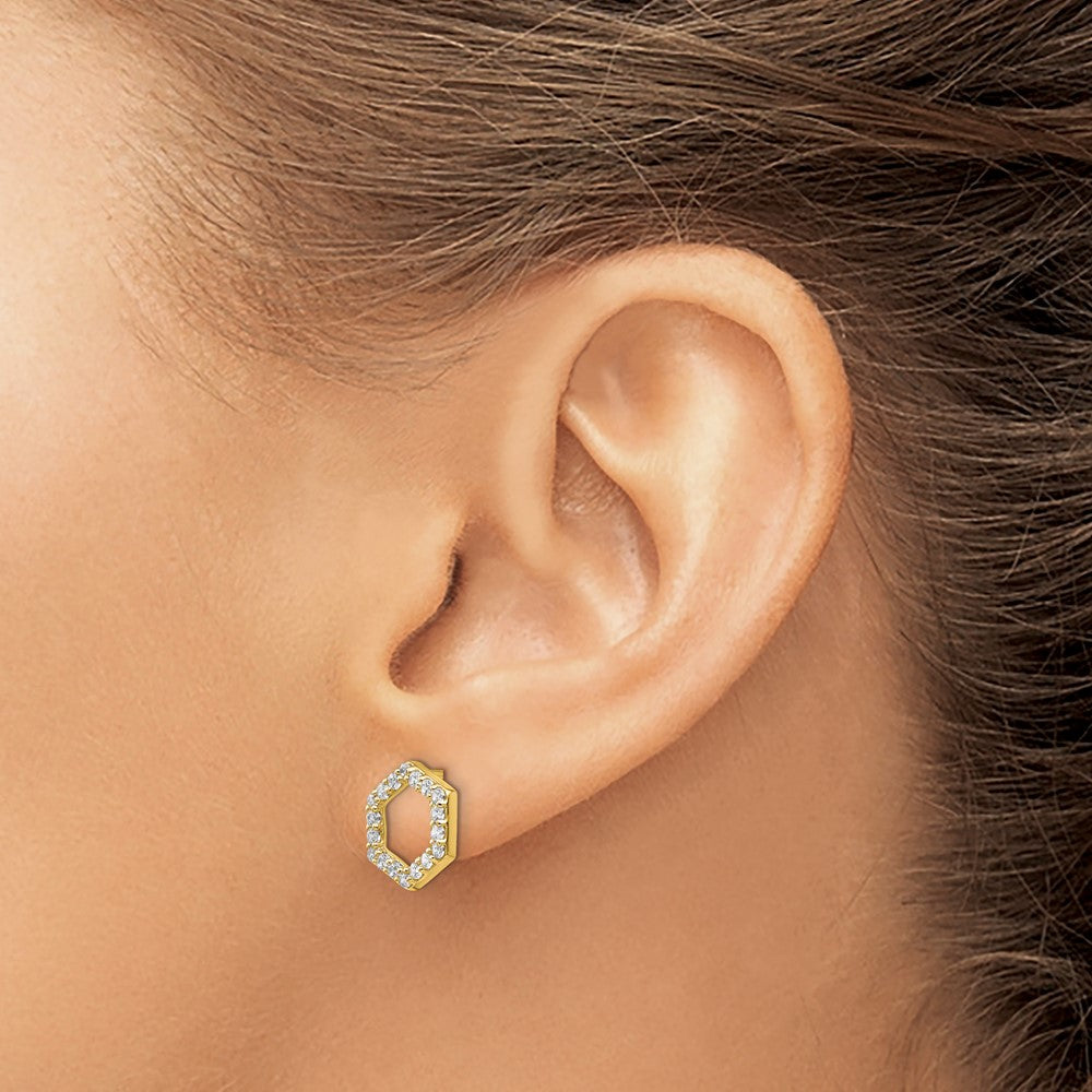 High-Quality Stylish 14K Half Carat Lab-Grown Diamond Hexagon Stud Earrings