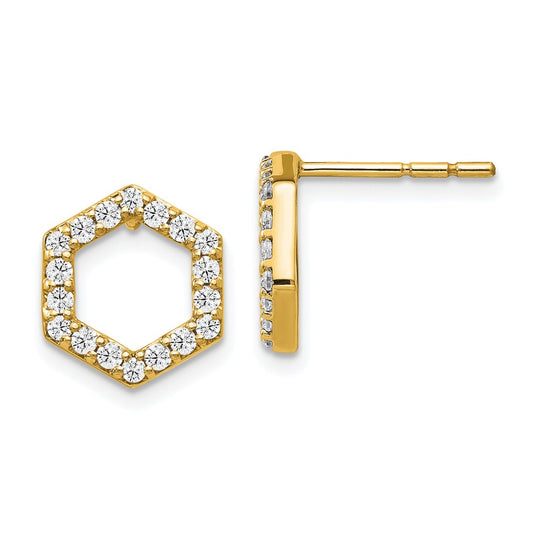 High-Quality Stylish 14K Half Carat Lab-Grown Diamond Hexagon Stud Earrings