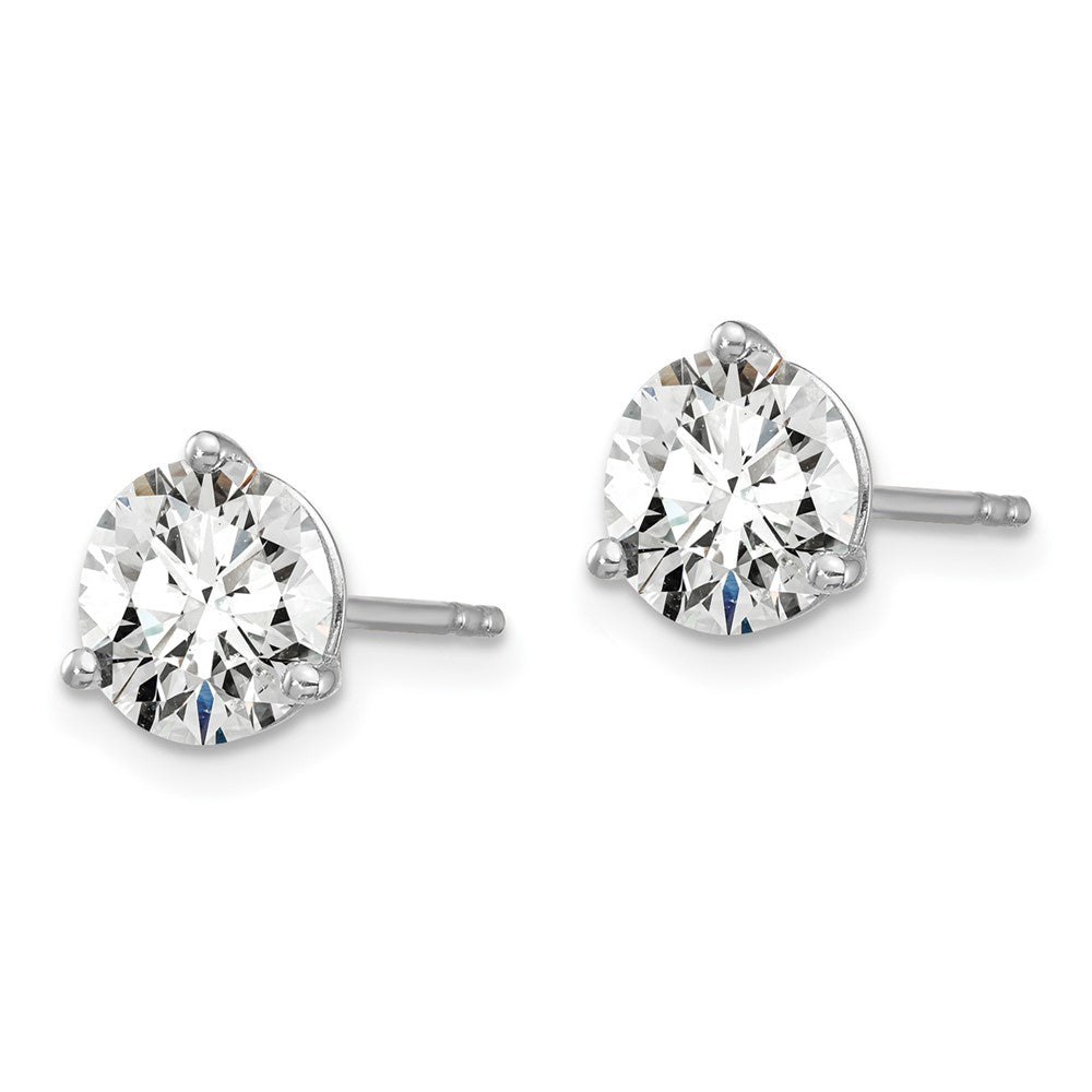 High-Quality 14K White Gold 4 Carat Lab Grown Diamond Round Stud Earrings - Stylish 3-Prong Design