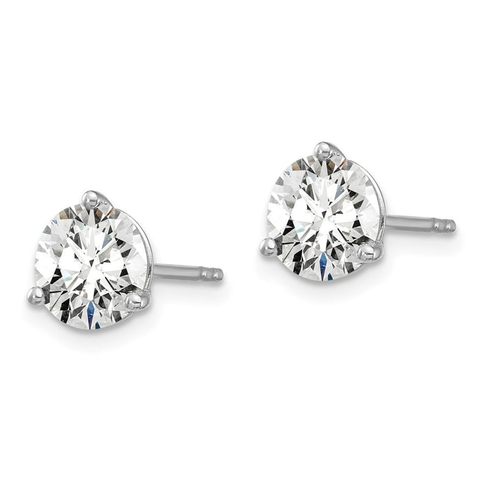 High-Quality 14K White Gold 4 Carat Lab Grown Diamond Round Stud Earrings - Stylish 3-Prong Design-2