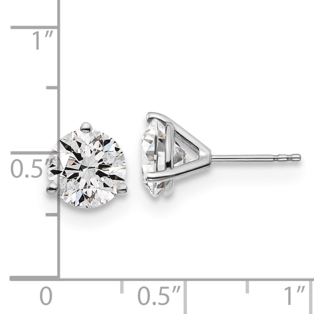 High-Quality 14K White Gold 4 Carat Lab Grown Diamond Round Stud Earrings - Stylish 3-Prong Design