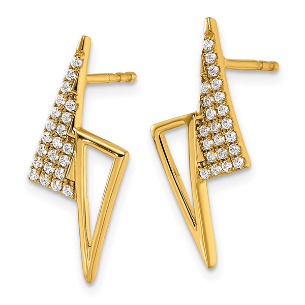 14K Gold Polished Geometric Diamond Stud Earrings