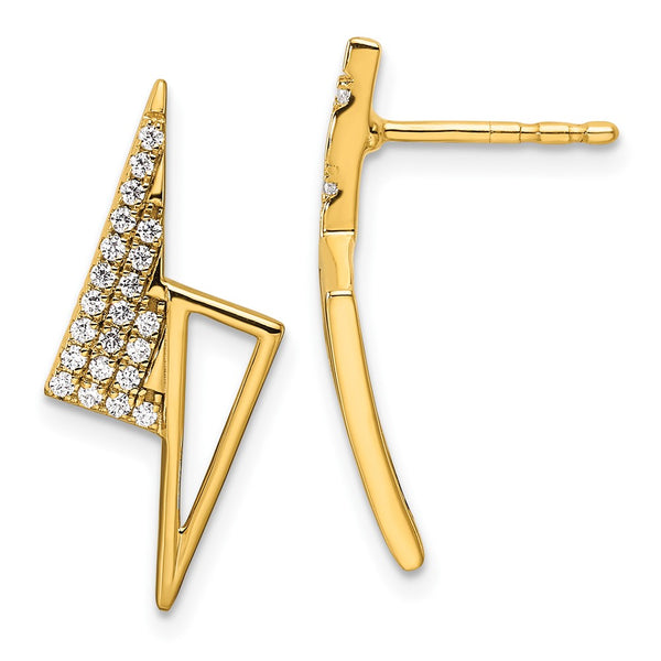 14K Gold Polished Geometric Diamond Stud Earrings