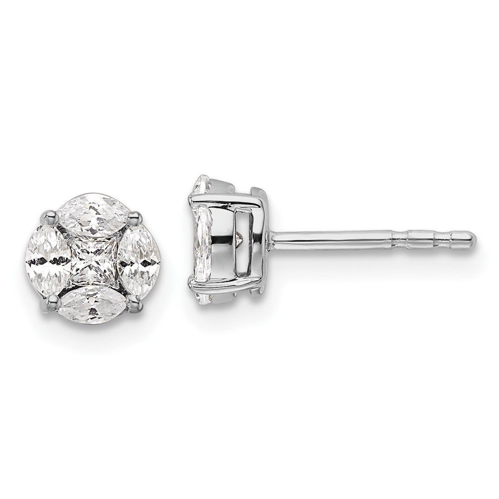 Buy Designer 14K White Gold 1/2 Carat Lab-Grown Diamond Halo Earrings