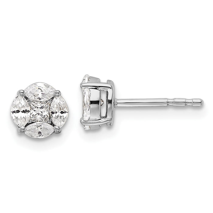 Buy Designer 14K White Gold 1/2 Carat Lab-Grown Diamond Halo Earrings-1