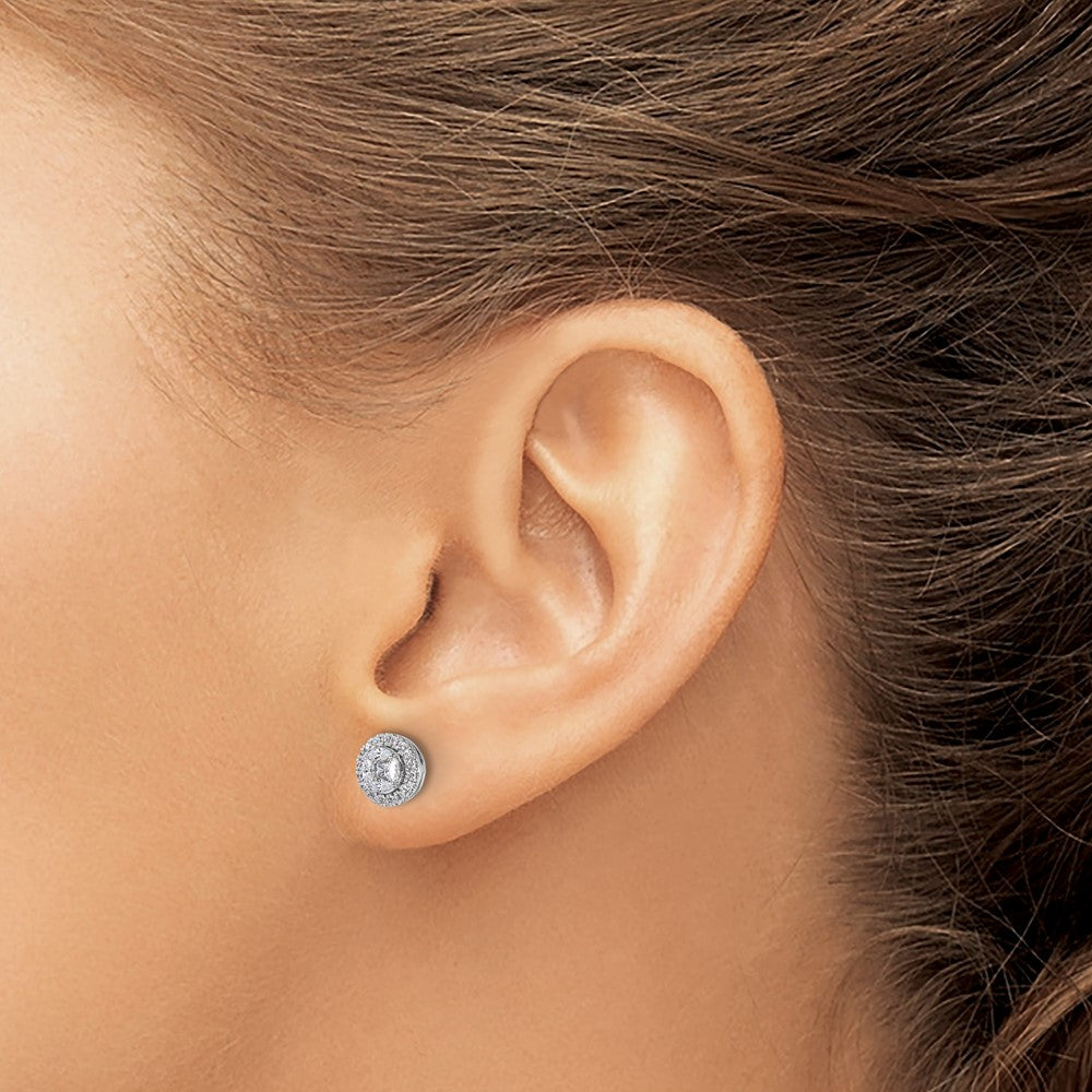 Buy Exclusive 14K White Gold 1/2 Carat Lab-Grown Diamond Halo Earrings - Stylish Design!