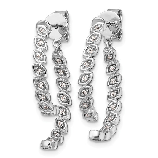 High-Quality 14K White Gold Diamond Dangle Earrings - Stylish and Elegant