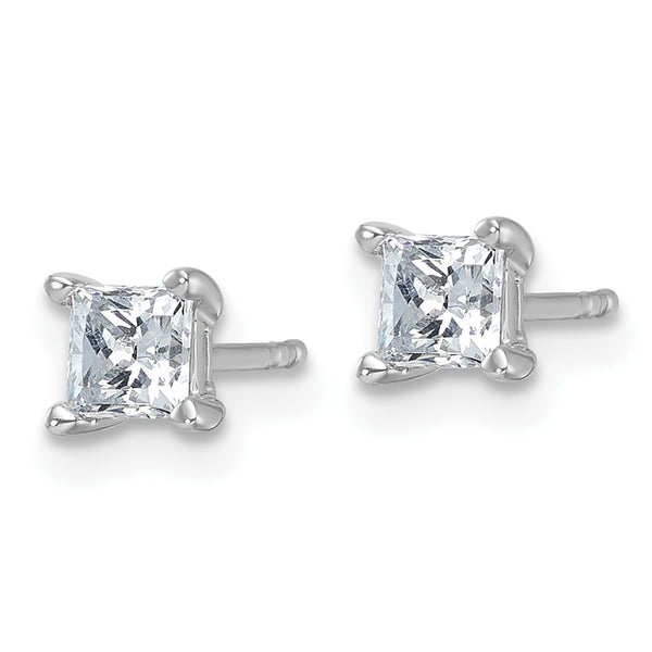 14K White Gold 3/4 ct Lab-Grown Diamond Princess Cut Earrings