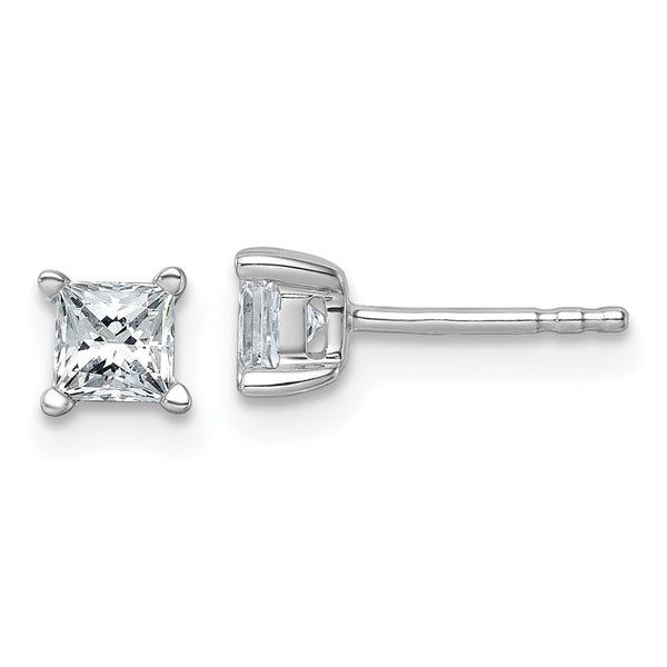 14K White Gold 3/4 ct Lab-Grown Diamond Princess Cut Earrings