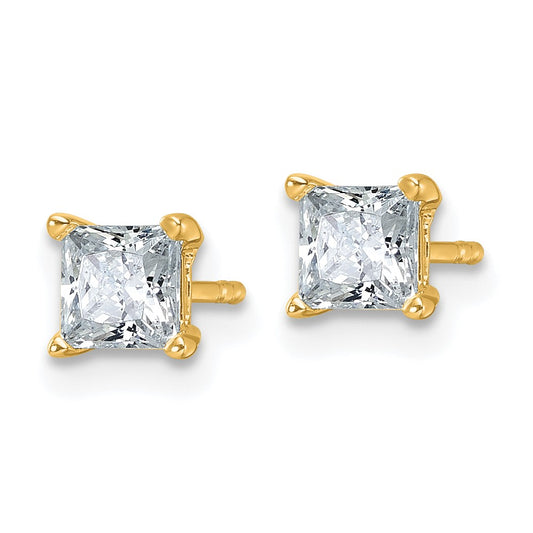 Designer 14K Yellow Gold 1 ct Lab-Grown Diamond Stud Earrings - Stylish Value!