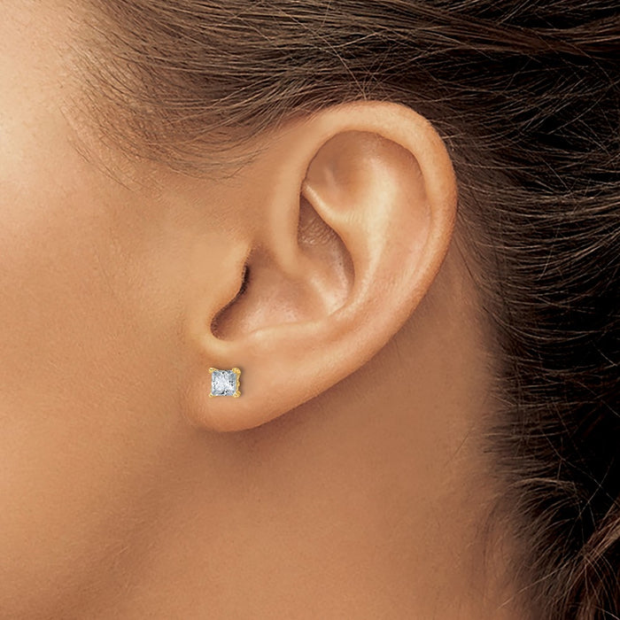 Designer 14K Yellow Gold 1 ct Lab-Grown Diamond Stud Earrings - Stylish Value!-3