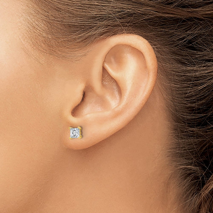 Shop Exclusive 14K Yellow Gold 1.5 ct Lab Grown Diamond Princess Cut Earrings-3