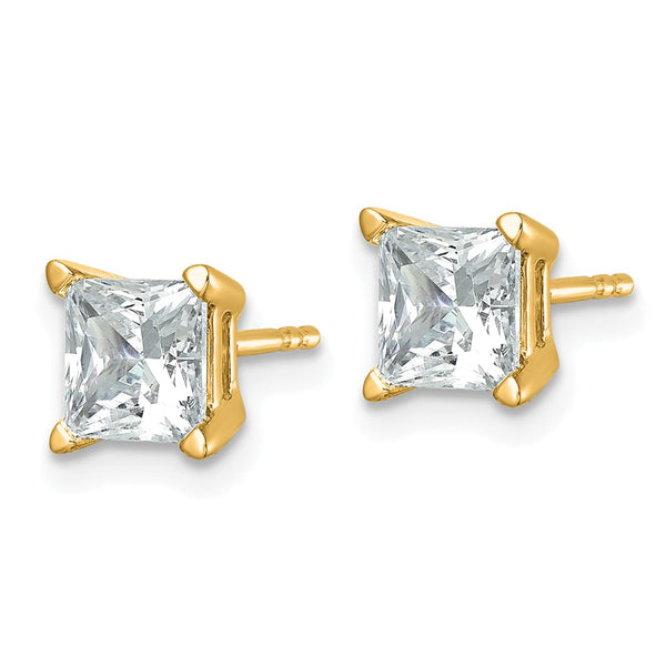 14K Yellow Gold Princess Cut 2 Carat Lab-Grown Diamond Studs