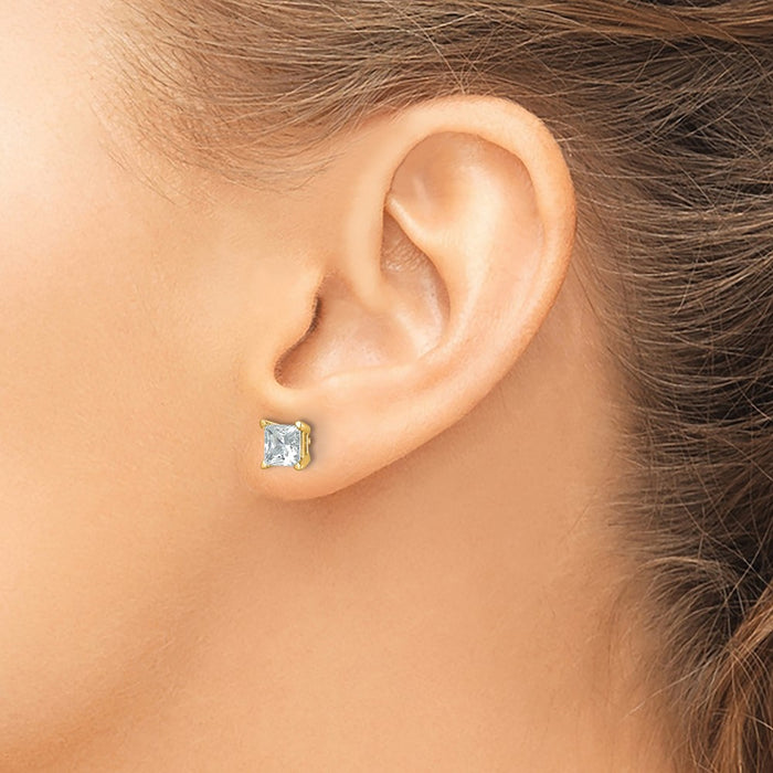 Shop Exclusive 14K Yellow Gold Princess Cut 2 Carat Lab-Grown Diamond Studs-3