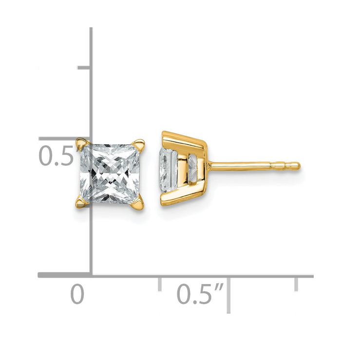 Shop Exclusive 14K Yellow Gold Princess Cut 2 Carat Lab-Grown Diamond Studs-4