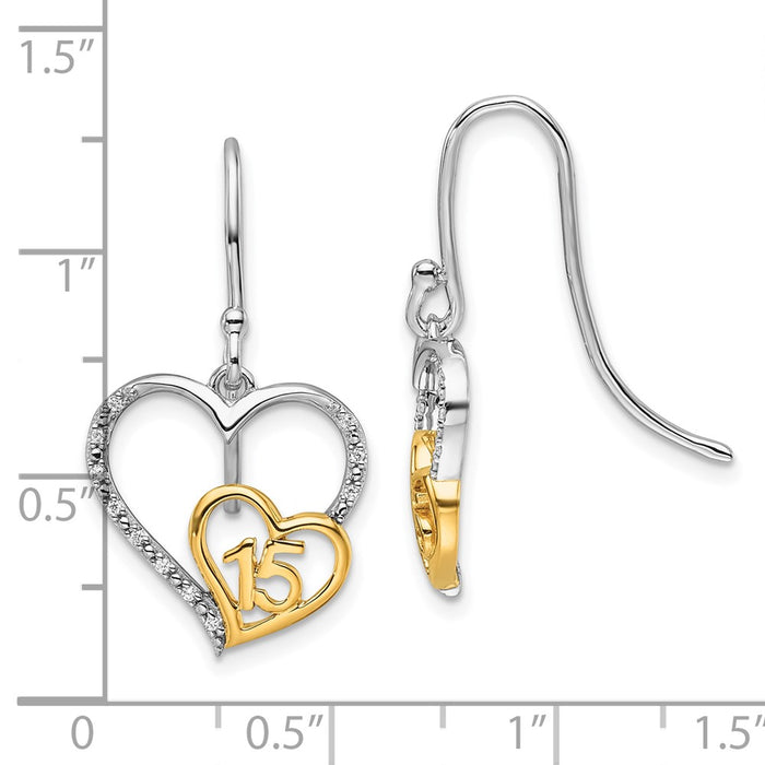 Shop Stylish 14K Two-Tone Polished Diamond Heart Dangle Earrings - Quinceaera-3