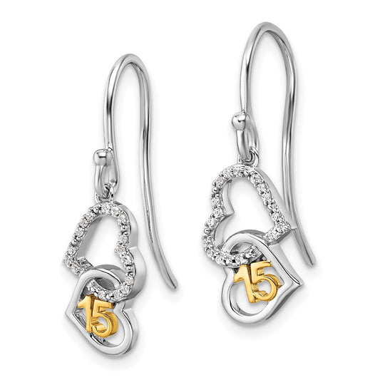 Shop Exclusive 14K Two-Tone Diamond Double Heart Dangle Earrings - Stylish & Affordable!