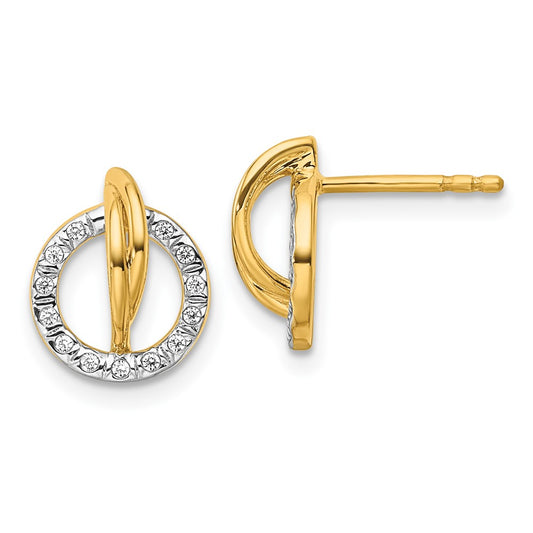 Shop Stylish 14K Gold Polished Diamond Open Circle Drop Earrings - Value Design