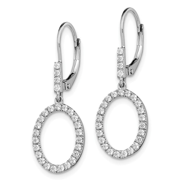 14K White Gold Oval Dangle Earrings - 1/2 Carat Lab-Grown Diamond