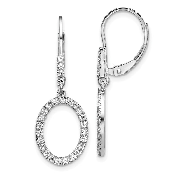 14K White Gold Oval Dangle Earrings - 1/2 Carat Lab-Grown Diamond