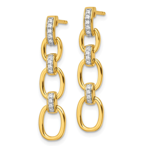 14K Gold Dangle Earrings with 1/6 Carat Lab-Grown Diamonds
