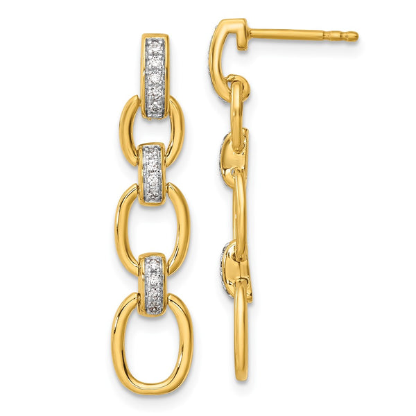 14K Gold Dangle Earrings with 1/6 Carat Lab-Grown Diamonds