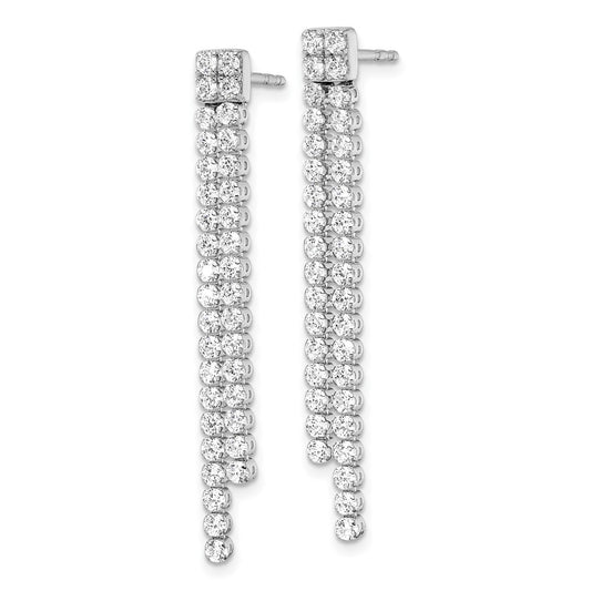 High-Quality 1.875 Carat Lab-Grown Diamond Dangle Earrings in 14K White Gold
