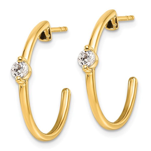 14K Gold C-Hoop Post Earrings with 1/4 Carat Lab-Grown Diamond