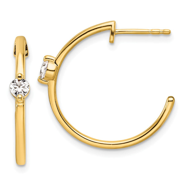 14K Gold C-Hoop Post Earrings with 1/4 Carat Lab-Grown Diamond