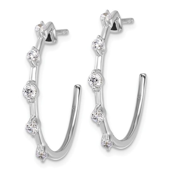 14K White Gold C-Hoop Earrings with 3/8 Carat Lab-Grown Diamonds