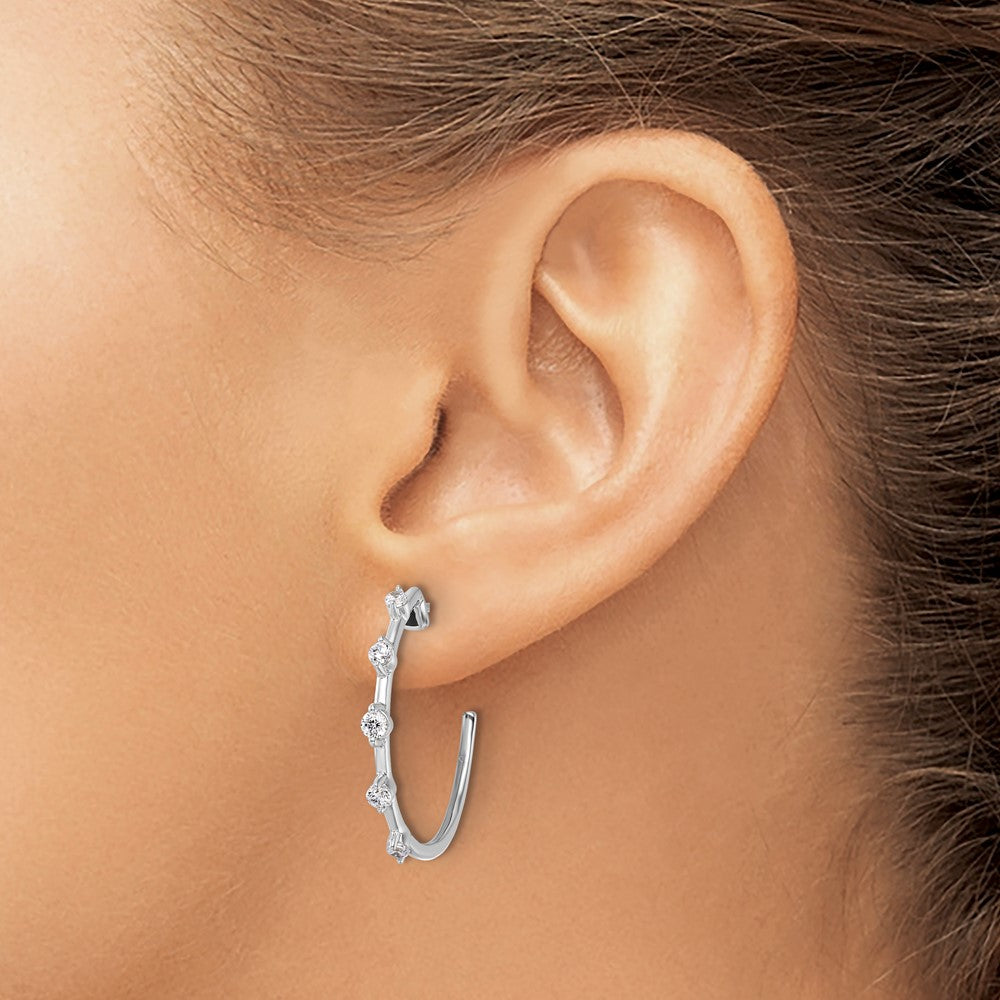 Exclusive 14K White Gold C-Hoop Earrings with 3/8 Carat Lab-Grown Diamonds