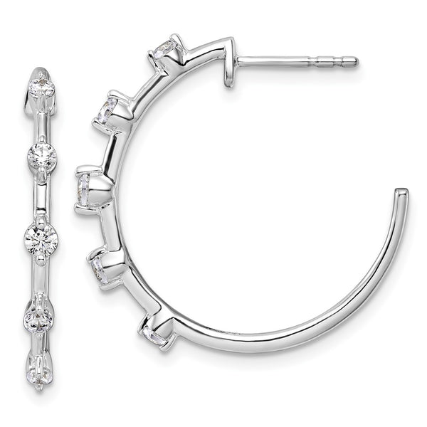 14K White Gold C-Hoop Earrings with 3/8 Carat Lab-Grown Diamonds