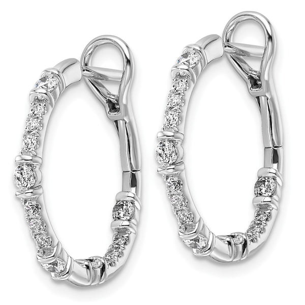 14K White Gold Hoop Earrings with 3/4 Carat Lab-Grown Diamonds
