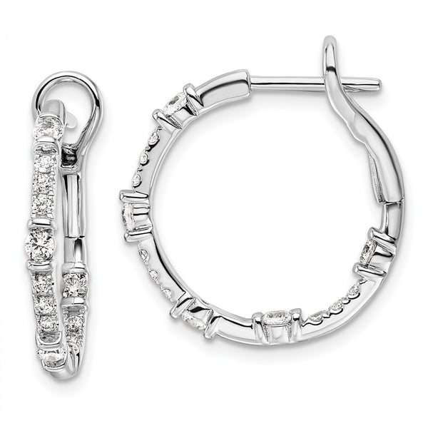 14K White Gold Hoop Earrings with 3/4 Carat Lab-Grown Diamonds