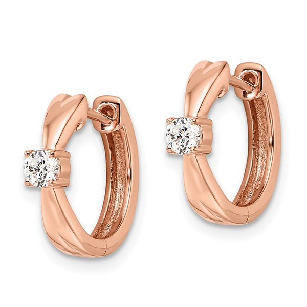 14K Rose Gold Hinged Hoop Earrings with 1/5 Carat Lab-Grown Diamonds