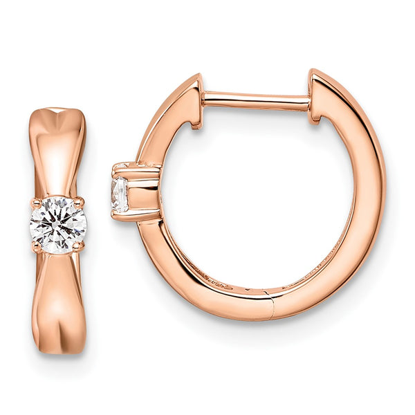 14K Rose Gold Hinged Hoop Earrings with 1/5 Carat Lab-Grown Diamonds