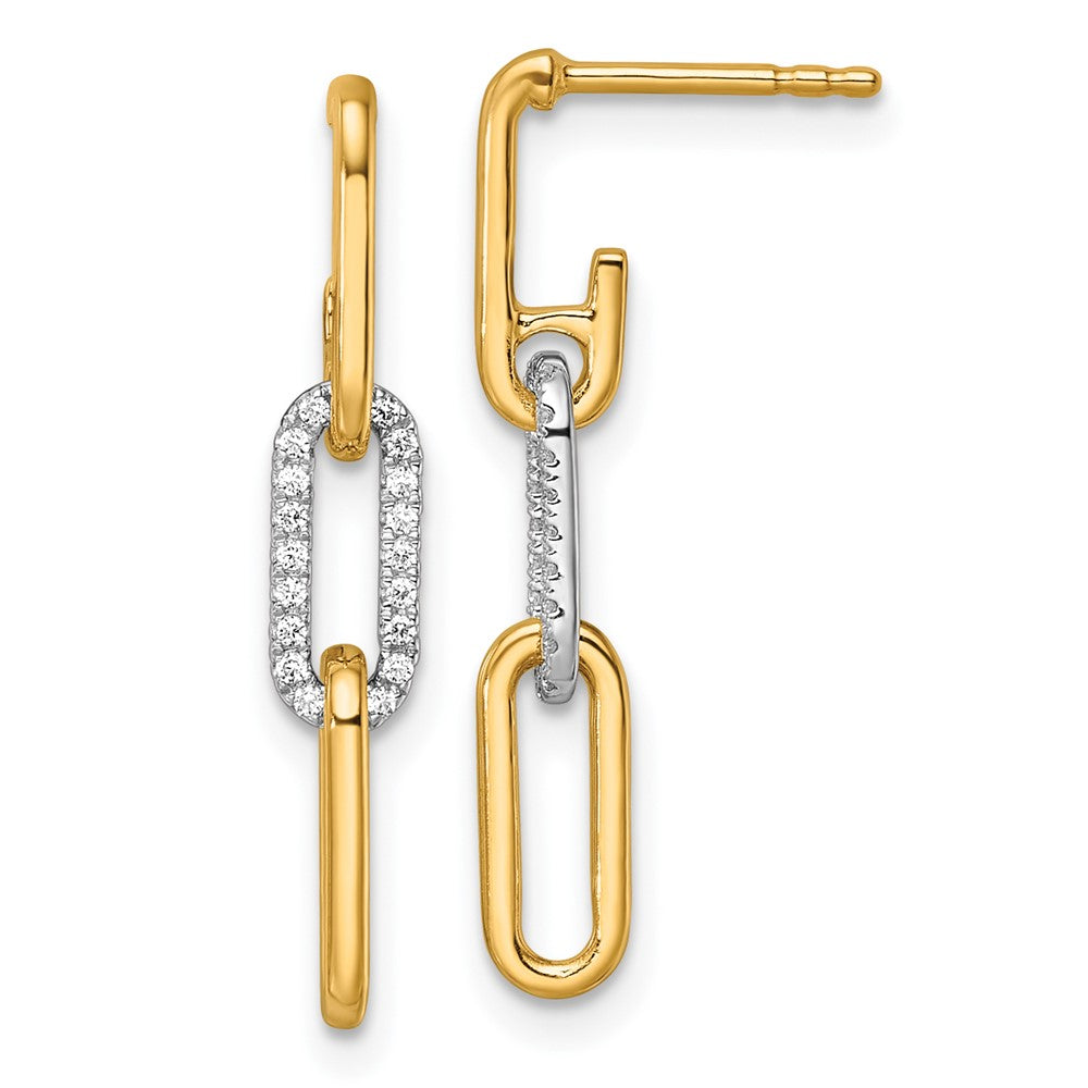 Exclusive 14K Two-Tone Gold Diamond Paperclip Link Earrings - Stylish Value!