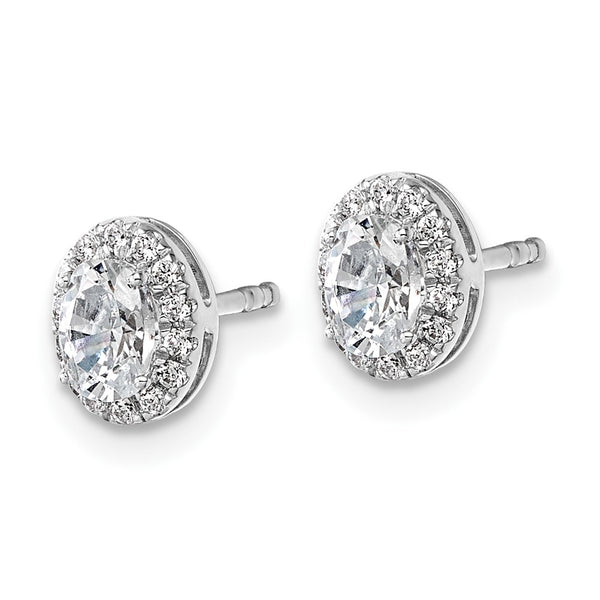 14K White Gold Oval Halo Earrings with 5/8 Carat Diamonds
