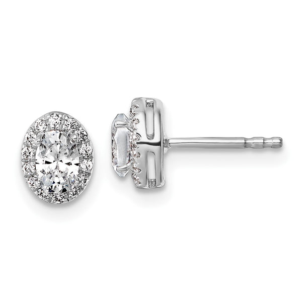 14K White Gold Oval Halo Earrings with 5/8 Carat Diamonds