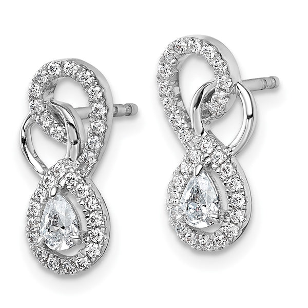 14K White Gold Diamond Infinity Drop Earrings