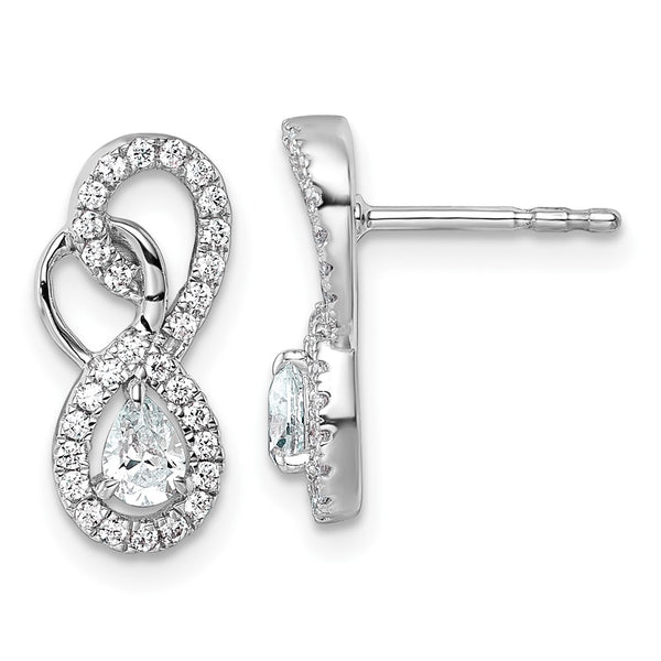 14K White Gold Diamond Infinity Drop Earrings