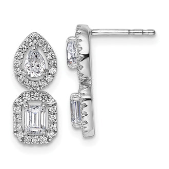 Buy Stylish 14K White Gold Two-Stone Dangle Halo Earrings - 7/8 Carat Lab-Grown Diamonds