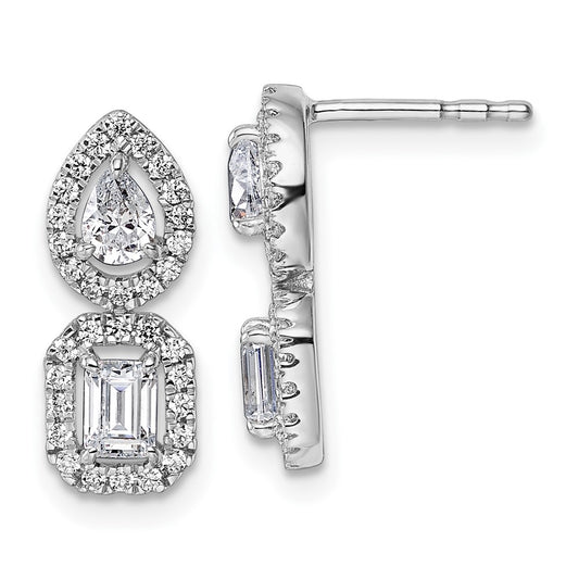 Buy Stylish 14K White Gold Two-Stone Dangle Halo Earrings - 7/8 Carat Lab-Grown Diamonds
