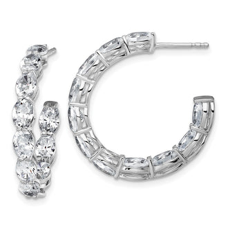 Shop Exclusive 14K White Gold 6-Carat Lab-Grown Diamond Oval Hoop Earrings