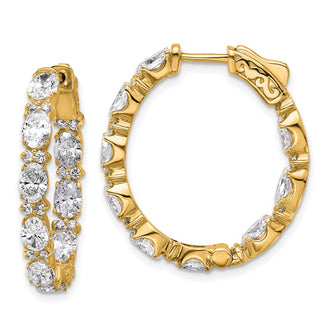 Buy Stylish 14K Gold Certified Oval & Round Diamond Inside-Out Hoop Earrings