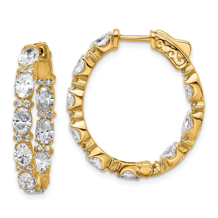 Buy Stylish 14K Gold Certified Oval & Round Diamond Inside-Out Hoop Earrings-1