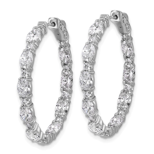 Shop Exclusive 14K White Gold Inside-Out Hoop Earrings with VS/SI Diamonds, 1.5"