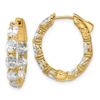 Order Stylish 14K Yellow Gold Oval Lab-Grown Diamond Hoop Earrings, 5x3mm