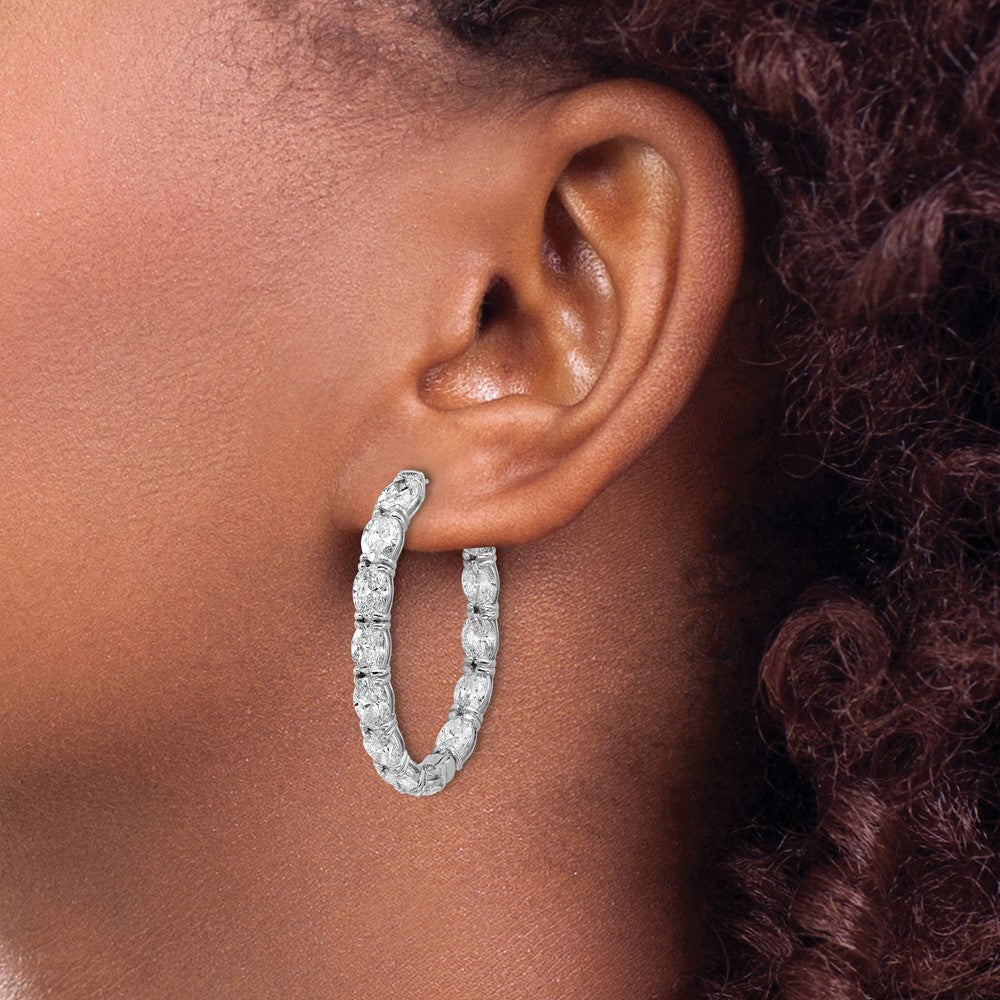 High-Quality 14K White Gold Inside-Out Hoop Earrings with VS/SI Diamonds