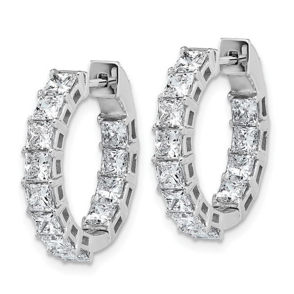 Shop Stylish 14mm 14K White Gold Princess Cut Diamond Hoop Earrings, VS/SI+